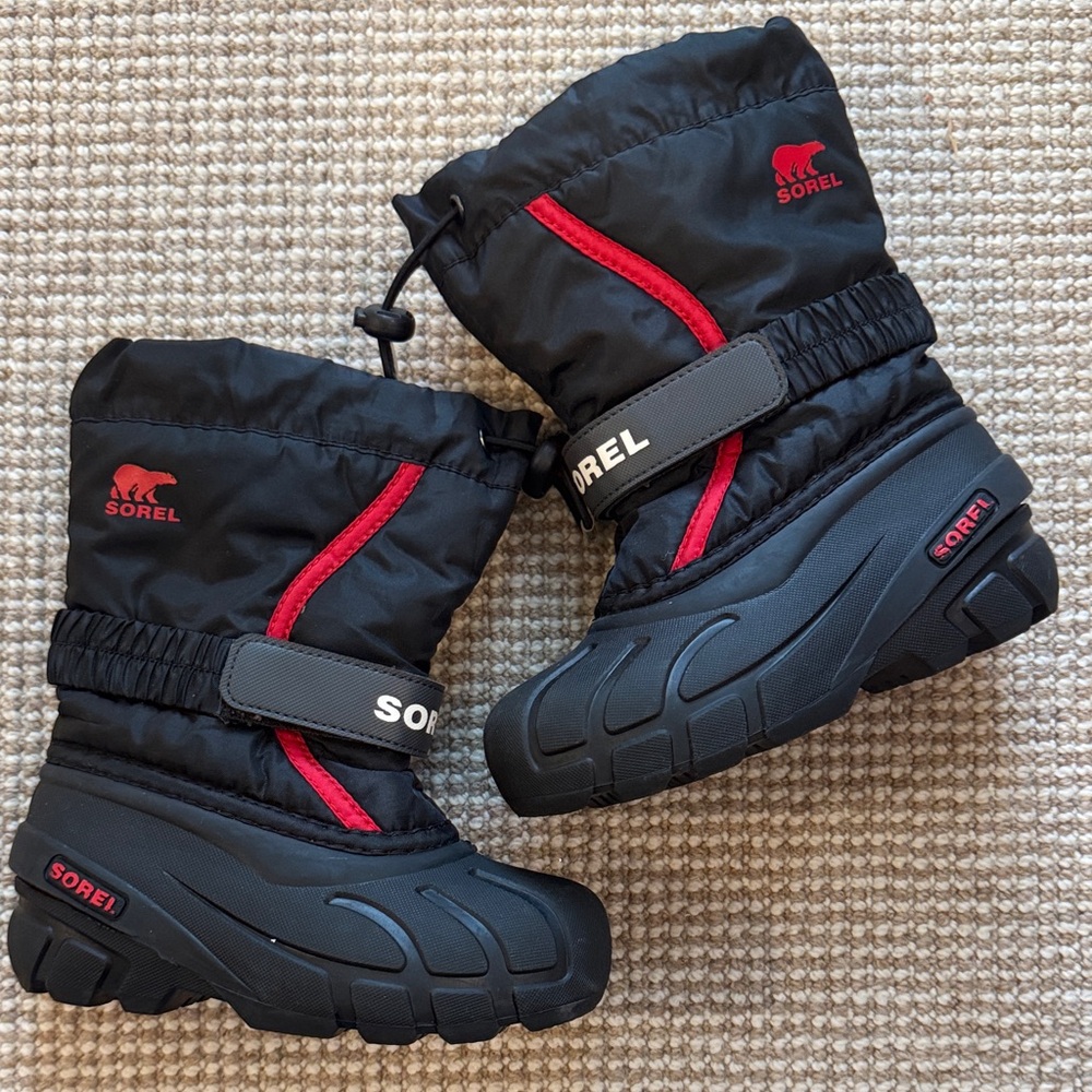 Sorel Black and Red Insulated Boots - pristine